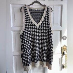 SHEIN Women’s Black and Cream Sweater Vest Dress